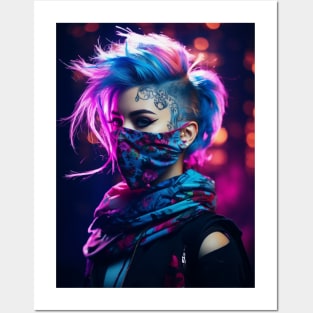Punk Girl With Scarf Posters and Art
